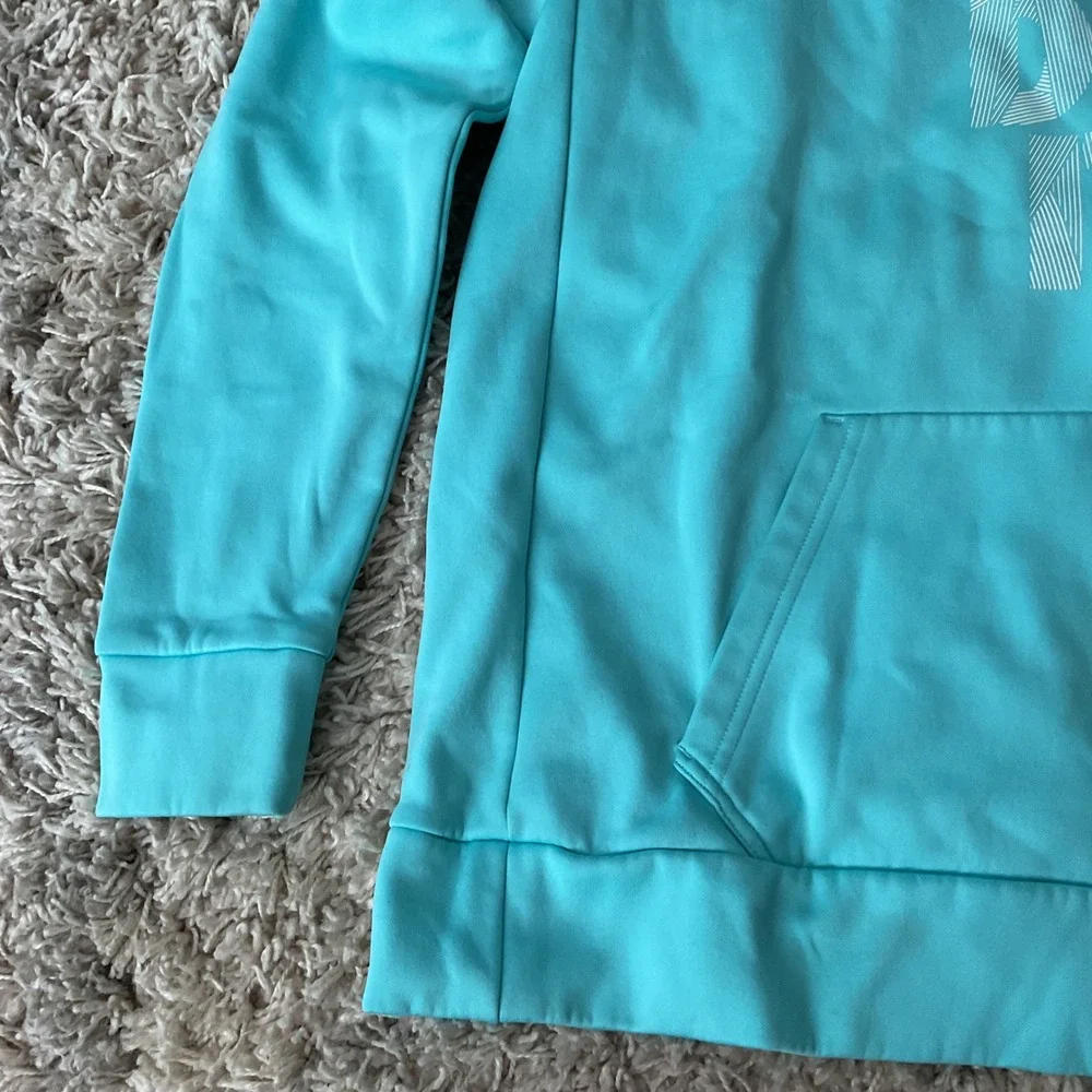 Nike Dri-FIT Just Do It Hoodie Womens Large Turquoise Blue Pullover Sweatshirt